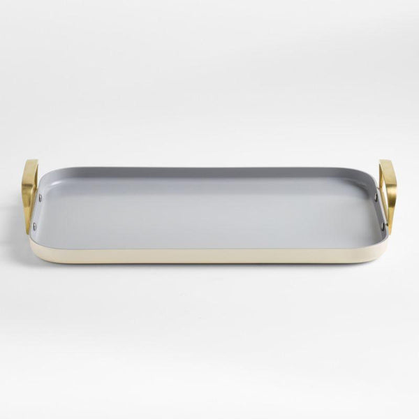 Plancha de cerámica antiadherente de doble quemador Caraway® con herrajes dorados