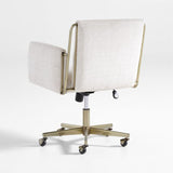 Caterina Natural Upholstered Office Chair with Brass Base.
