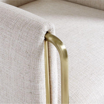 Caterina Natural Upholstered Office Chair with Brass Base.
