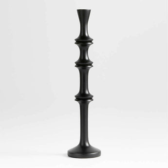 Century Black Acacia Wood Taper Candle Holder 20".