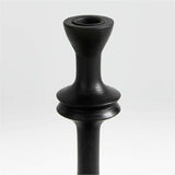 Century Black Acacia Wood Taper Candle Holder 9.25".