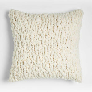 Chunky Cable Knit Cream Throw Pillow with Down-Alternative Insert 23"x23"