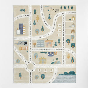 Kids City Roadmap Interactive Wool Rug