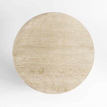 Clairemont Natural Oak Wood Round End Table with Shelf.