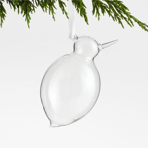 Clear Glass Bird Christmas Tree Ornament