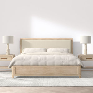 Clairemont Natural Oak Wood Upholstered.