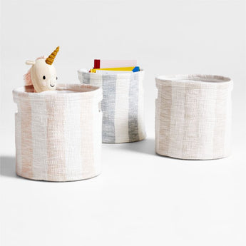 Cove Stripe Shelf Bin El Pink.