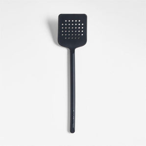 Crate & Barrel Black Silicone Slotted Turner Spatula