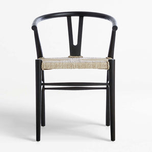 Crescent Black Wood Wishbone Dining Chair.