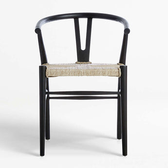 Crescent Black Wood Wishbone Dining Chair.