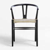 Crescent Black Wood Wishbone Dining Chair.