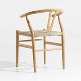 Crescent Natural Wood Wishbone Dining Chair.