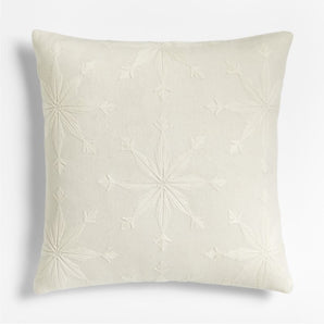 Crewel Embroidered Snowflake Throw Pillow