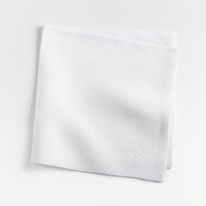 Embroidered Snowflake Linen Holiday Napkin