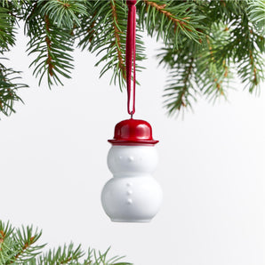 Ceramic Snowman with Red Hat Christmas Tree Ornament