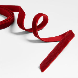 Cinta navideña de terciopelo rojo intenso 3/8"