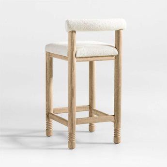 Revival Boucle Oak Counter Stool by Athena Calderone.