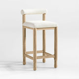 Revival Boucle Oak Counter Stool by Athena Calderone.