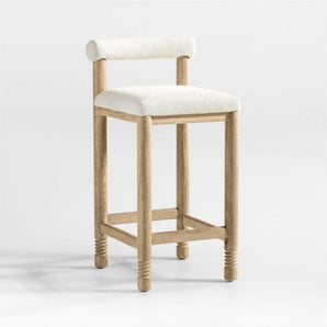 Revival Boucle Oak Counter Stool by Athena Calderone.
