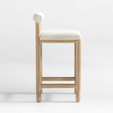Revival Boucle Oak Counter Stool by Athena Calderone.