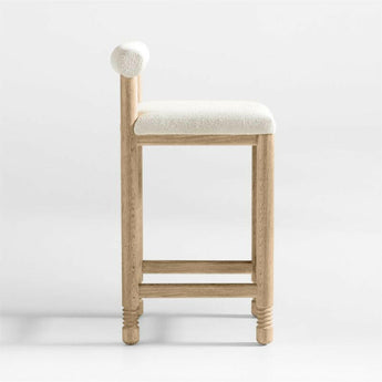 Revival Boucle Oak Counter Stool by Athena Calderone.