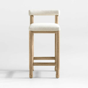 Revival Boucle Oak Counter Stool by Athena Calderone.