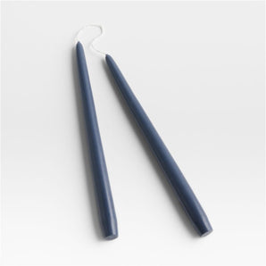 12" Dipped Dark Navy Blue Taper Candles, Set of 2.