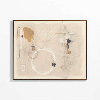 "Disentangled Thoughts" by LBA Collective Tan Brown Canvas 41"x51" Framed Wall Art Print.