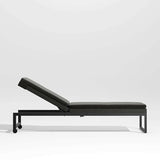 Dune Black Outdoor Chaise Lounge with Black Cushion.
