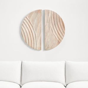 Dune Hand-Carved Bleached Wood Wall Art