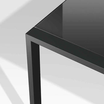 Dune Rectangular Black Outdoor Glass Dining Table.