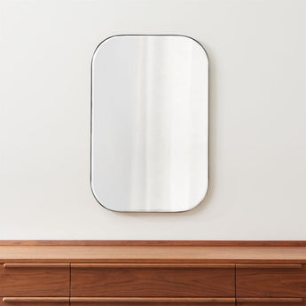Edge Medium Silver Rounded Rectangle Wall Mirror 36"x24".