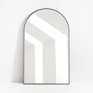 Edge Walnut Wood Extra-Large Arched Floor Mirror