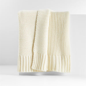 Sweater Knit 70"x55" Cream  Throw Blanket