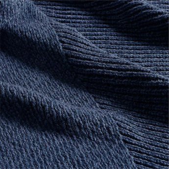 Sweater Knit 70"x55" Deep Indigo Blue Throw Blanket.