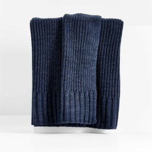Sweater Knit 70"x55" Deep Indigo Blue Throw Blanket.