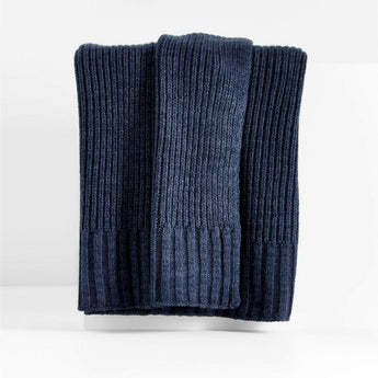 Sweater Knit 70"x55" Deep Indigo Blue Throw Blanket.
