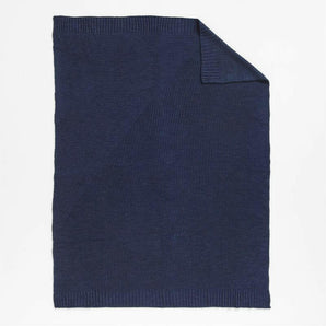 Sweater Knit 70"x55" Deep Indigo Blue Throw Blanket.