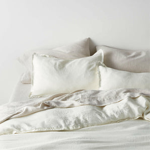 Natural EUROPEAN FLAX ™-Certified Linen Warm White Full/Queen Duvet Cover.
