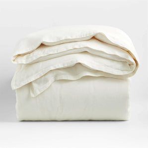 Natural EUROPEAN FLAX ™-Certified Linen Warm White Full/Queen Duvet Cover.