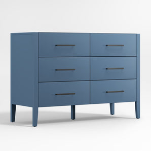Cómoda infantil Ever Simple de madera azul pizarra con 6 cajones