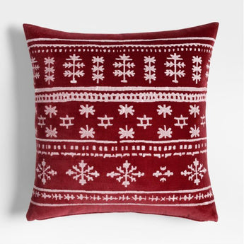 Fair Isle Embroidered Velvet 23" Luminou.