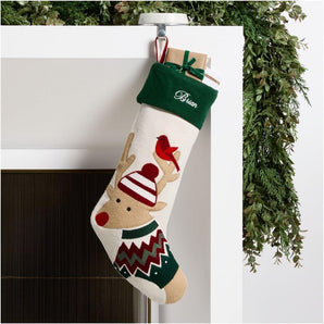 Calcetín navideño de reno Fair Isle Friends de Joan Anderson