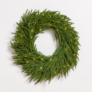 Faux Pre-Lit Norfolk Pine Holiday Wreath 28"