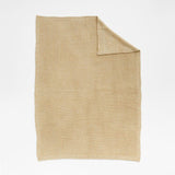 Ginger Beige Wool Blend 70''x55" Fisherman Knit Throw Blanket.