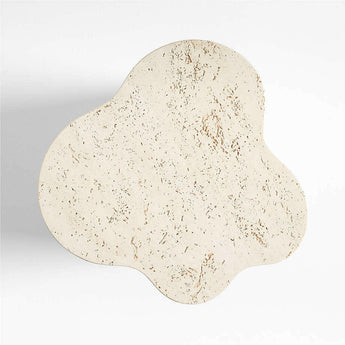 Fleur Tall Faux Travertine Resin Drink Table.
