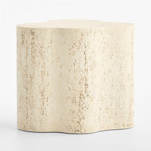 Fleur Faux Travertine Resin 24" Side Table
