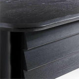 Gallerie 72.25" Black Oak Wood Curved Desk with Drawers.