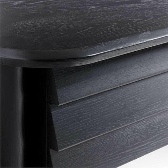 Gallerie 72.25" Black Oak Wood Curved Desk with Drawers.