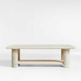 Garde Whitewashed Oak Wood 55.5" Rectangular Coffee Table with Shelf.